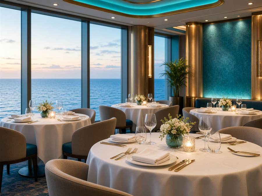 Sala de restaurante elegante a bordo do cruzeiro